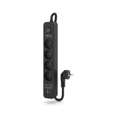 Product Πολύπριζο Kerg with circuit breaker-4 USBC+USBA sockets 16A 3m Black base image