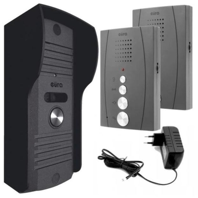 Product Θυροτηλέφωνο DOMOFON ''Eura'' ADP-51A3 ''DIFESA'' - 1-family, 2 uniphones, graphite base image