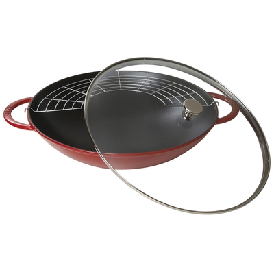 Product Τηγάνι Staub cast iron wok with lid - Red, 37 cm base image
