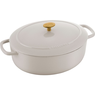 Product Γάστρα Ballarini Bellamonte Oval Cast Iron Pot - Ivory, 6.5 ltr base image