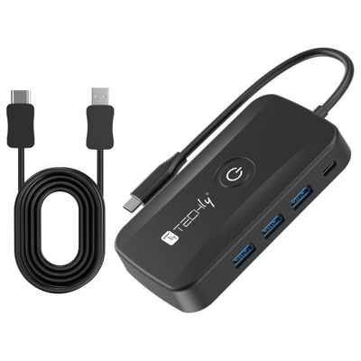 Product KVM Switch Techly IDATA USBC-HUB5WL transmitter & receiver Black base image