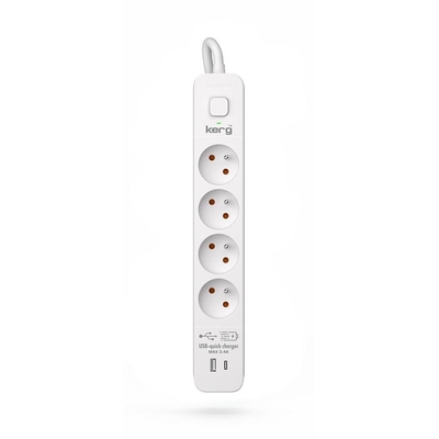 Product Πολύπριζο Kerg with circuit breaker-4 USBC+USBA sockets 16A 3m base image