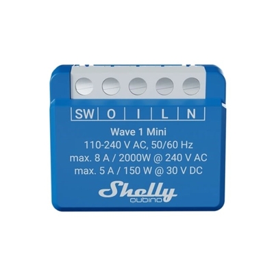 Product Smart Ενδιάμεσος Διακόπτης Shelly Qubino Wave 1 Mini LR Z-Wave Blue base image