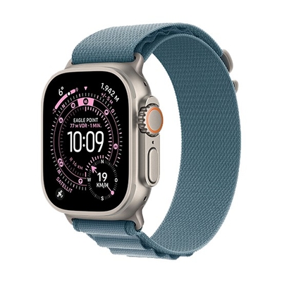 Product Smartwatch Apple Watch Ultra 3 GPS + Cellular 49mm Natural Titanium with Light Blue Alpine - Large base image