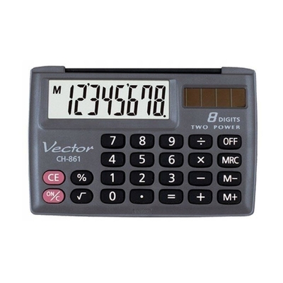 Product Αριθμομηχανή Vector KAV CH-861 pocket 8 digits, 87 x 58 mm, Black base image