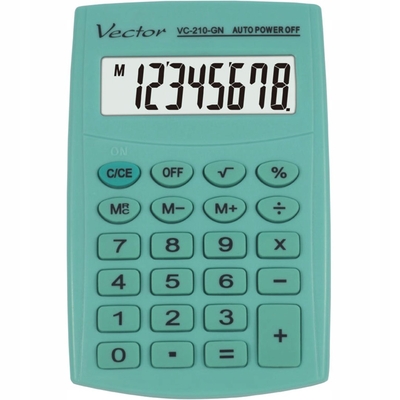 Product Αριθμομηχανή Vector KAV VC-210 GN pocket 8 digits, 64x98.5 mm, light green base image