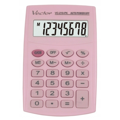 Product Αριθμομηχανή Vector KAV VC-210 PK pocket 8 digits, 64x98.5 mm, light pink base image