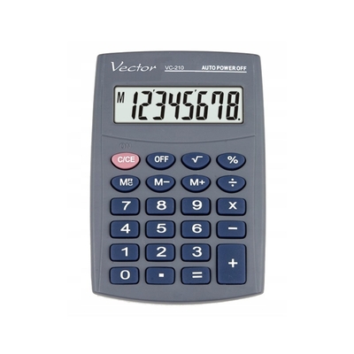 Product Αριθμομηχανή Vector KAV VC-210III pocket 8 digits, 64x98.5 mm, grey base image