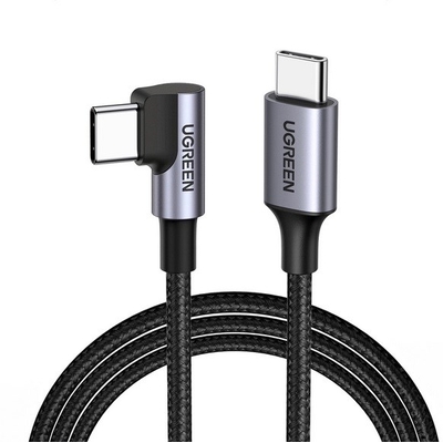 Product Καλώδιο USB Ugreen USB-C (straight) / USB-C (angled) PD QC 60W 3A 0.5m US255 (grey) base image