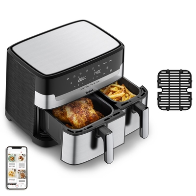 Product Φριτέζα Αέρος Tefal Dual Easy Fry & Grill EY905D Double 8.3L 2700W Stainless steel base image
