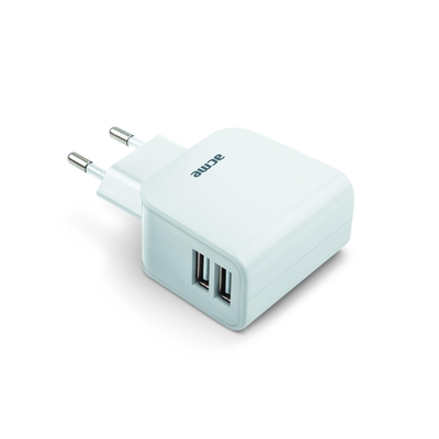 Product Φορτιστής Πρίζας Acme 2usb 2. 1a Λευκό 2 Θέσεων base image