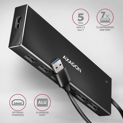 Product USB Hub Axagon I/O Usb3.2 7Port Flat/1M Hue-F7A base image