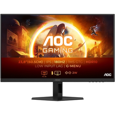 Product Monitor 24" AOC (1920x1080) Gaming 24G4XE 16:9 FHD FastIPS 0,5ms 180Hz HDR10 HDMI DP Black base image