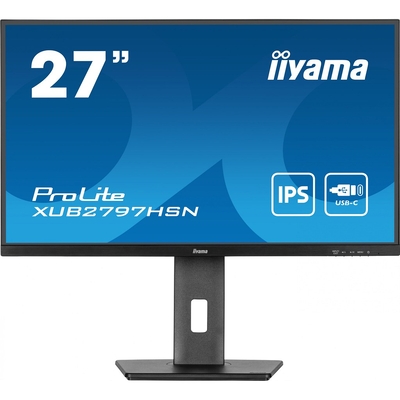 Product Monitor 27" Iiyama (1920x1080) ProLite XUB2797HSN-B2 16:9 FHD IPS 1ms 100Hz HDMI DP USB-C Black base image
