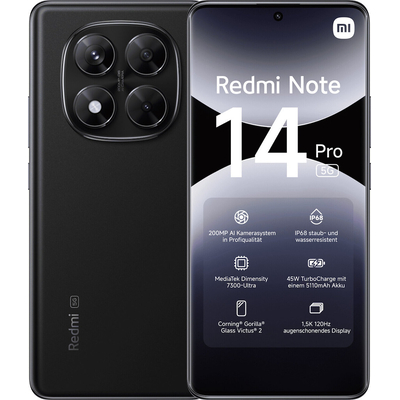Product Smartphone Xiaomi Redmi Note 14 Pro 256GB 8RAM 5G EU Black base image