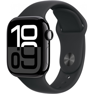 Product Smartwatch Apple Watch Series 10 42mm Jet Black Aluminium with Black Sport - M/L base image