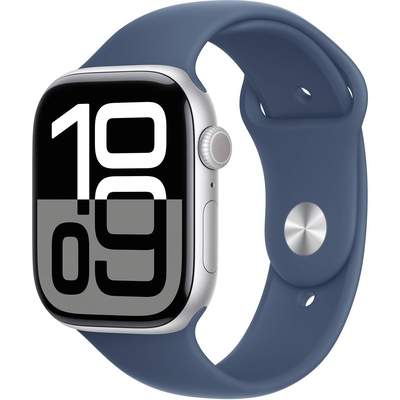 Product Smartwatch Apple Watch Series 10 46mm Silver Aluminium with Denim Sport - S/M base image