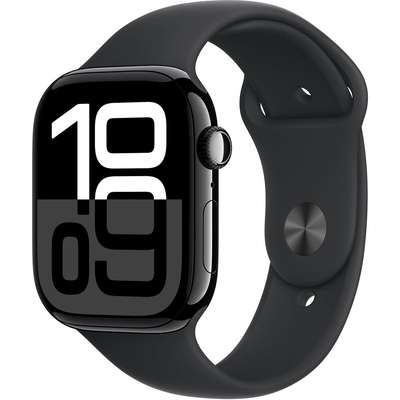 Product Smartwatch Apple Watch Series 10 Cellular 46mm Jet Black Aluminium with Black Sport - M/L base image