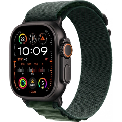 Product Smartwatch Apple Watch Ultra 2 Cellular 49mm Black Titanium with Dark Green Alpine Loop - Small base image