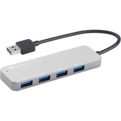 Product USB Hub Sandberg 333-88 USB 3.0 4-Port 4xUSB 3.0 SuperSpeed Silver base image