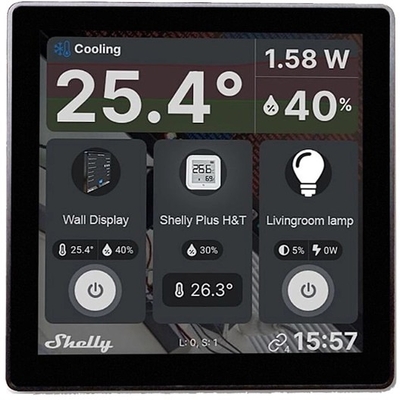 Product Διακόπτης Τοίχου με Οθόνη Shelly Android WLAN flush-mounted Black base image