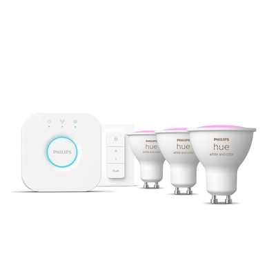 Product Λάμπα LED Smart Philips Hue White & Color Ambiance GU10 Dreierpack Starterset inkl DS base image
