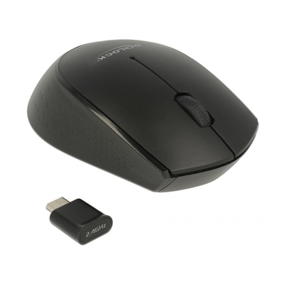 Product Ποντίκι Aσύρματο Delock 12526, Οπτικό, USB-C receiver, 3-button, μαύρο base image