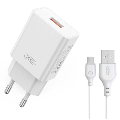 Product Φορτιστής Πρίζας XO L127 USB-A QC18W Γρήγορης Φόρτισης με Micro base image