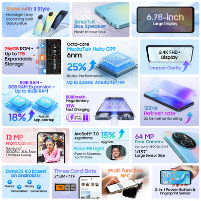 Product Smartphone Blackview SHARK 8 (8GB+256GB) NFC MOONLIGHT Grey base image