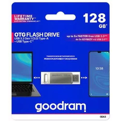 Product USB Flash 128GB Goodram OTG USB3.2 GEN1 & TYPE-C Silver base image