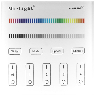 Product Ελεγκτή LED Avide 12V RGB+W 4 Ζωνών RF Χωνευτό /2xAAA/ Αφής base image