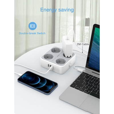 Product Πολύπριζο Tessan 7 IN 1 Power STRIP 4xSCHUKO, 2xUSB, 1xTYPE-C, 2M base image