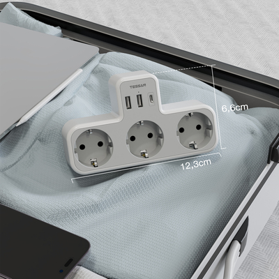 Product Πρίζα Ταφ Tessan 6 IN 1 WALL SOCKET 3xSCHUKO, 2xUSB, 1xTYPE-C base image