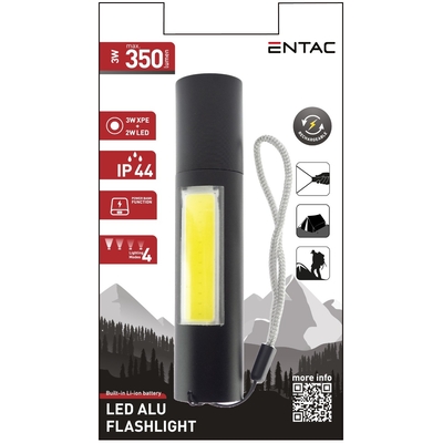 Product Επαναφορτιζόμενος Φακός Entac 3W 1200mAh (PowerBank) base image