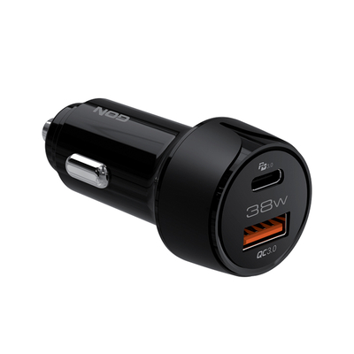 Product Φορτιστής Αυτοκινήτου Nod Universal USB-A QC3.0 & USB-C PD3.0 38W, σε μαύρο χρώμα. base image