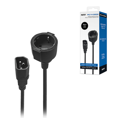 Product Καλώδιο Τροφοδοσίας Nod Schuko θηλυκό - IEC-320-C14 αρσενικό, 0.2m base image
