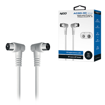 Product Καλώδιο Κεραίας Nod Ac90-3c White Rf Αρσενικό - Rf Θηλυκό Υπό Γωνία 90° 3m base image