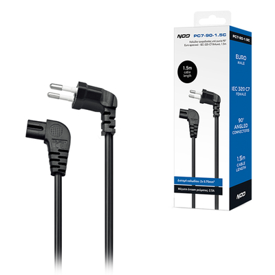 Product Καλώδιο τροφοδοσίας Nod υπό γωνία 90° Euro αρσενικό - IEC-320-C7 θηλυκό, 1.5m base image