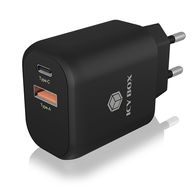 Product Φορτιστής Πρίζας Icy Box Με 2 Εξόδους USB-A & USB-C, 3.0A, Για Συσκευές Έως 20W base image