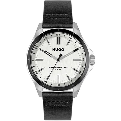 Product Ανδρικό Ρολόι Hugo 1530325 (42mm) Δερμάτινο Λουράκι Μαύρο base image