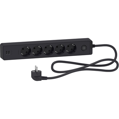 Product Πολύπριζο APC Socket ST945U1B, 5 Outlets ,USB Type, 1.5m Cable, Anthracite base image