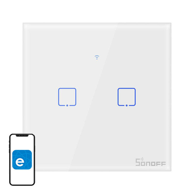 Product Smart Διακόπτης Sonoff Χωνευτός WiFi T0 EU TX (2 καναλιών) (Λευκό) base image