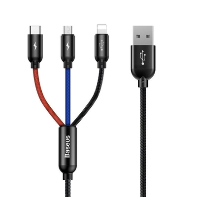 Product Καλώδιo USB Baseus 3in1 USB-C / Lightning / Micro 3,5A 0,3m (Black) base image