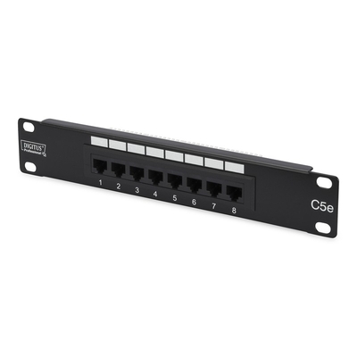 Product Patch Panel Digitus 10 "8 ports, Cat5e, U / UTP, 1U, Black (complete) base image