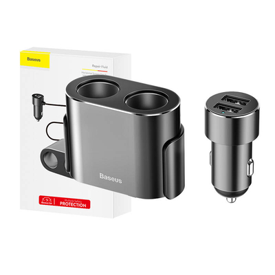 Product Φορτιστής Αυτοκινήτου Baseus Lighter socket splitter 2xUSB 3 1A 100W (Black) base image