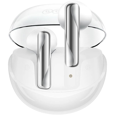 Product Bluetooth Headset QCY Clear White - Semi-Ear 13mm driver, wind cancel ENC for calls, NCVM & Air case TWS BT base image