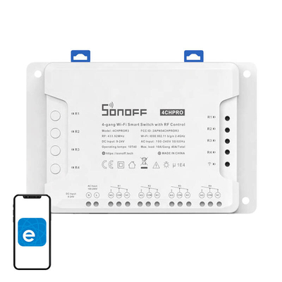 Product Έξυπνος Ενδιάμεσος Διακόπτης Sonoff WiFi 4CHPROR3 (Λευκό) base image