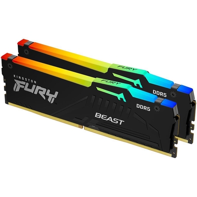 Product Μνήμη RAM Σταθερού DDR5 64GB Kingston KF560C30BBEAK2-64 FURY Beast Black RGB 6000MT/s, KIT OF 2, EXPO base image