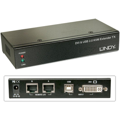 Product Switch KVM Lindy 39377 Ca6 KVM Extend DVI USB Audio 50m Extend DVI USB 2 50m Cat6 base image