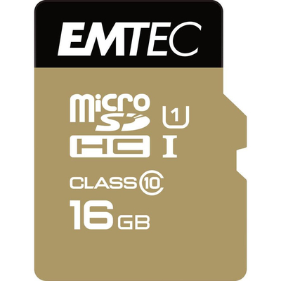 Product Κάρτα Μνήμης MicroSDHC 16GB Emtec CL.10 Gold incl. Adapter Bl. base image